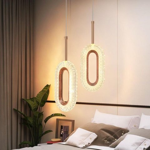 Luminaria Pendente Led 3w Sparkle Moderna Decorativa Dourada com Efeito Cristal Oval