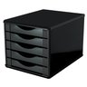 Caixa Arquivo Gaveteiro Organizador Escritório Madeira Mdf 5 Gavetas Documentos A5 A4 - Preto Black - 1