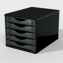 Ver imagem 5 de Caixa Arquivo Gaveteiro Organizador Escritório Madeira Mdf 5 Gavetas Documentos A5 A4 - Preto Black