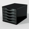 Caixa Arquivo Gaveteiro Organizador Escritório Madeira Mdf 5 Gavetas Documentos A5 A4 - Preto Black - 5