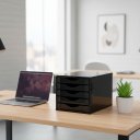 Ver mais imagens de Caixa Arquivo Gaveteiro Organizador Escritório Madeira Mdf 5 Gavetas Documentos A5 A4 - Preto Black