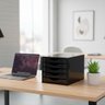 Caixa Arquivo Gaveteiro Organizador Escritório Madeira Mdf 5 Gavetas Documentos A5 A4 - Preto Black - 8