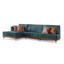 Ver imagem 1 de Sofá 4 Lugares Luxo Modulado Linho Azul 2,80m Chaise Lado Esquerdo