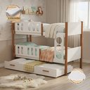 Ver imagem 2 de Beliche Solteiro Ônix com Cama Auxiliar e 2 Colchões + Luminária Nuvem - Branco Mel