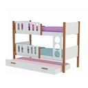 Ver imagem 1 de Beliche Solteiro Ônix com Cama Auxiliar e 2 Colchões + Luminária Nuvem - Branco Mel