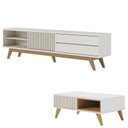 Ver imagem 1 de Rack Bancada Veneza Off White Matte com Mesa de Centro Jeri Off White Freijó - Colibri