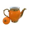 Jogo de 6 Xícaras e Bule para Chá e Café Laranja com Detalhes Dourado - 10