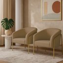 Ver imagem 1 de Poltrona Sala Industrial Alta Dourado Kit 2 Stella Suede D03 - D’Rossi