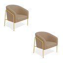 Ver imagem 2 de Poltrona Sala Industrial Alta Dourado Kit 2 Stella Suede D03 - D’Rossi