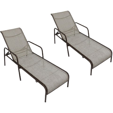 Kit 2 Espreguiçadeiras de Piscina em Alumínio e Tela Sling Capuccino