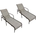 Ver imagem 1 de Kit 2 Espreguiçadeiras de Piscina em Alumínio e Tela Sling Capuccino