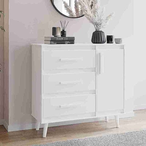 Cômoda Sapateira Mila em Mdp 3 Gavetas 1 Porta Retrô - Branco