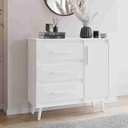 Ver imagem 1 de Cômoda Sapateira Mila em Mdp 3 Gavetas 1 Porta Retrô - Branco