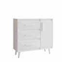 Ver imagem 3 de Cômoda Sapateira Mila em Mdp 3 Gavetas 1 Porta Retrô - Branco