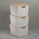Ver imagem 7 de Kit 3 caixas organizadoras tampa de bambu 18l branco - Oikos