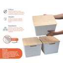 Ver imagem 3 de Kit 3 caixas organizadoras tampa de bambu 18l branco - Oikos