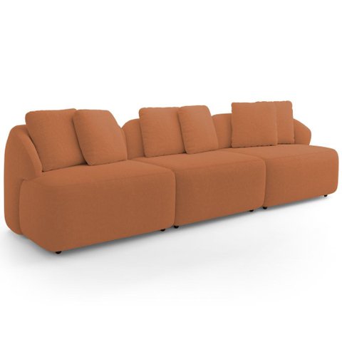 Sofá 3 Lugares para Sala de Estar Living 234cm Arlo F04 Bouclê Terracota Tc-10051 - Lyam Decor