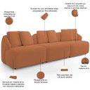 Ver imagem 4 de Sofá 3 Lugares para Sala de Estar Living 234cm Arlo F04 Bouclê Terracota Tc-10051 - Lyam Decor