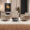 Ver imagem 2 de Poltrona Decorativa para Sala de Estar 79cm Pés Aço Delarma M22 Linho Cru - Mpozenato