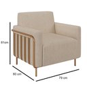 Ver imagem 4 de Poltrona Decorativa para Sala de Estar 79cm Pés Aço Delarma M22 Linho Cru - Mpozenato