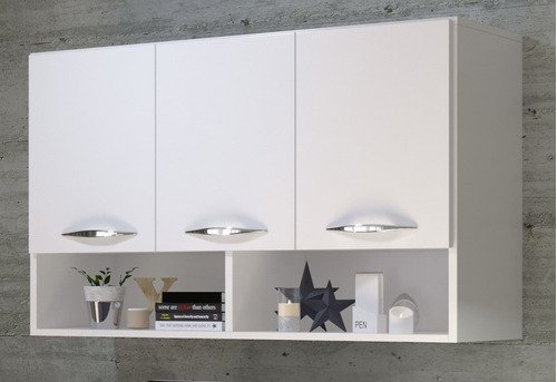 Armário Branco Na Parede P/ Lavanderia Com 3 Portas Multiuso - 6