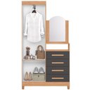 Ver imagem 6 de Cômoda Roupeiro para Quarto 2 Portas 4 Gavetas com Espelho Alba A04 Freijó Titanium - Lyam Decor