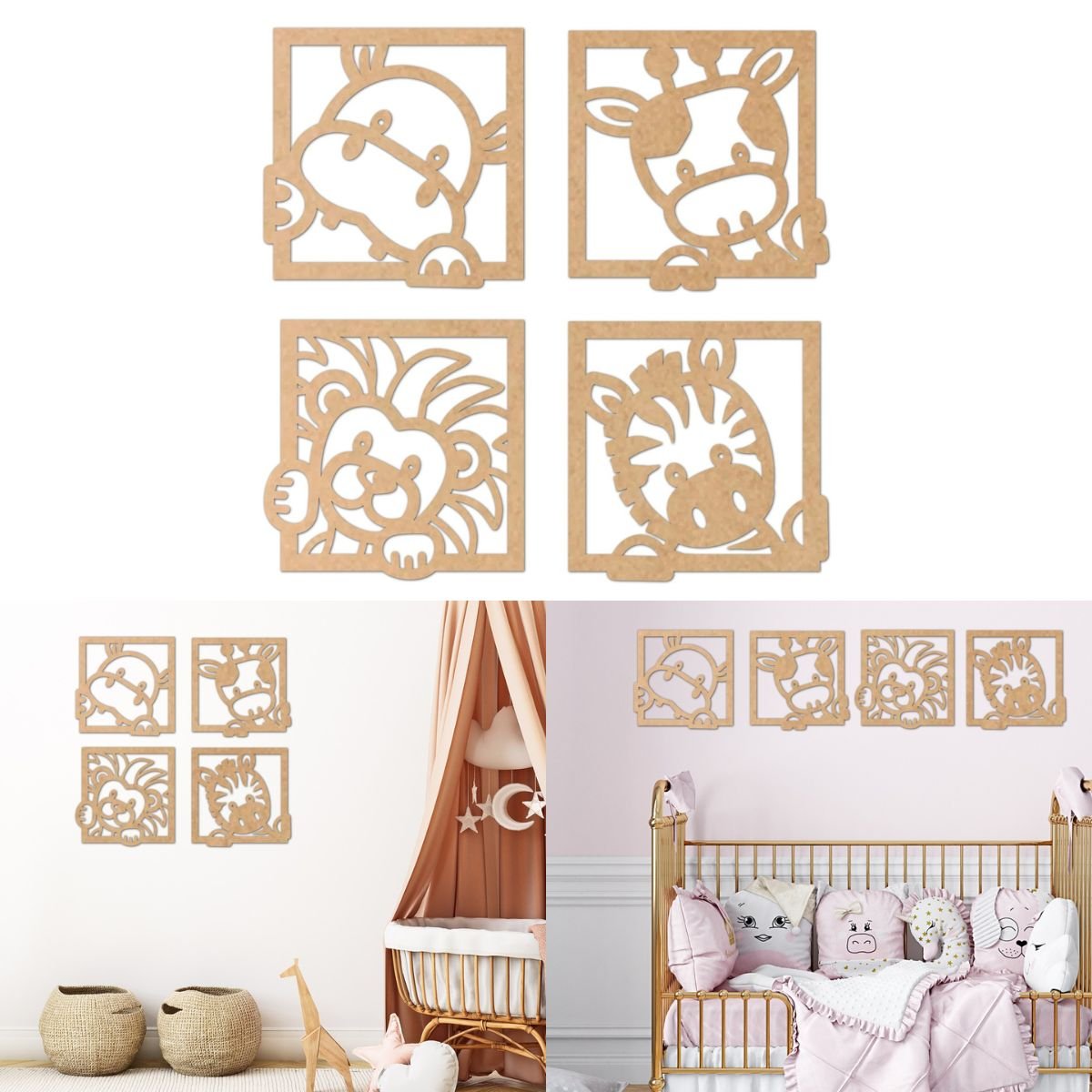 Apliques Decorativos Quadrinhos Quarto Infantil Safari Baby