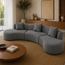Ver imagem 1 de Sofá Modular Curvo 360cm Orgânico Virginia Bouclé Cinza-Escuro