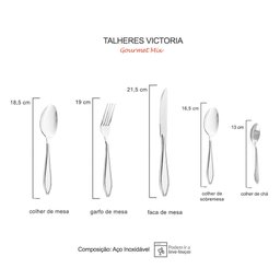 Faqueiro Inox Talheres Garfo Faca Colheres Victoria 30un - 2