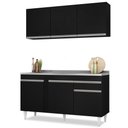 Ver imagem 1 de Armário Aéreo Argélia e Balcão Gabinete com Pia Inox 150cm Dakota Preto - Lumil