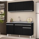 Ver imagem 2 de Armário Aéreo Argélia e Balcão Gabinete com Pia Inox 150cm Dakota Preto - Lumil