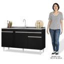Ver imagem 5 de Armário Aéreo Argélia e Balcão Gabinete com Pia Inox 150cm Dakota Preto - Lumil