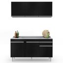 Ver imagem 7 de Armário Aéreo Argélia e Balcão Gabinete com Pia Inox 150cm Dakota Preto - Lumil