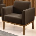 Ver imagem 2 de Poltrona Decorativa Base Madeira Castanho Maressa Suede Marrom - Ibiza