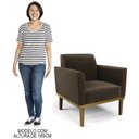 Ver imagem 6 de Poltrona Decorativa Base Madeira Castanho Maressa Suede Marrom - Ibiza