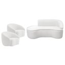 Ver imagem 2 de Kit Divã Recamier Orgânico Marrocos 200cm Lado Esquerdo e 2 Poltronas Amore Bouclé Branco