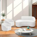 Ver imagem 1 de Kit Divã Recamier Orgânico Marrocos 200cm Lado Esquerdo e 2 Poltronas Amore Bouclé Branco