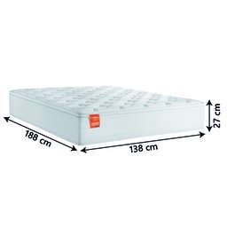 Colchão Casal Molas Ensacadas Real Pillow Top 138x188x27cm Branco Inducol - 2