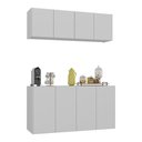 Ver imagem 1 de Kit Aparador Buffet com Armário Aéreo 4 Portas Cantinho do Café Multimóveis Mp1074 Branco