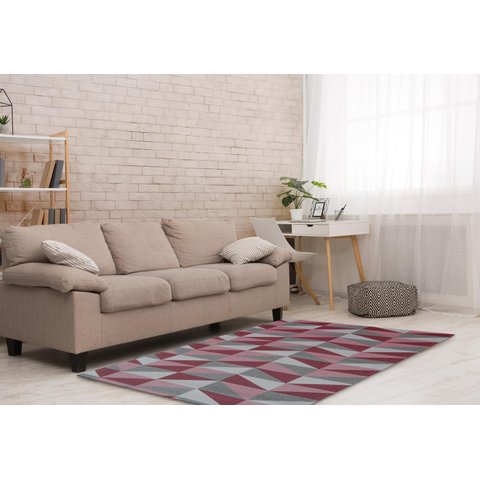 Tapete Para Sala ou Quarto 1,50M x 1,32M Antiderrapante Miami Ladrilhos Vinho