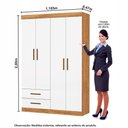 Ver imagem 4 de Guarda Roupa Casal Lu 4 Portas 2 Gavetas Carioca Móveis Cinamomo Branco