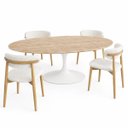 Ver imagem 3 de Mesa de Jantar Saarinen Oval 180x100 cm Tampo Mármore Travertino Base Laca Branca