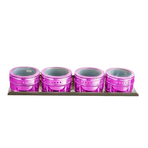 Kit 4 Porta Temperos Condimento Magnetico Colorido Inox Imã Roxo