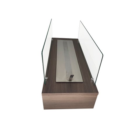 Lareira Ecológica 80 Cm Inox Completa Etanol Álcool Ol 800 Grande Carvalho Amadeirado