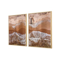 Quadros Decorativos para Sala Paisagem Praia Areia Mar Orla Minimalista com Vidro - 4