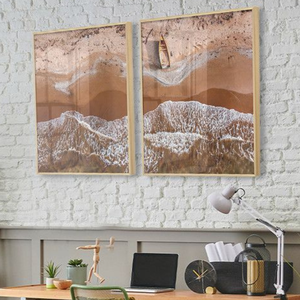 Quadros Decorativos para Sala Paisagem Praia Areia Mar Orla Minimalista com Vidro