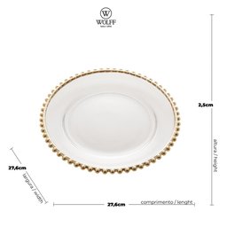 Prato Raso 28cm Cristal c/ Borda Dourada Pearl - Wolff - 2
