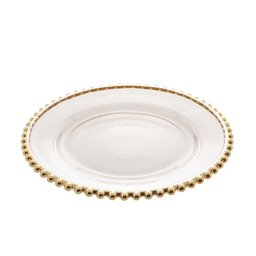 Prato Raso 28cm Cristal c/ Borda Dourada Pearl - Wolff - 7
