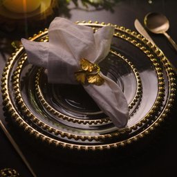Prato Raso 28cm Cristal c/ Borda Dourada Pearl - Wolff - 3