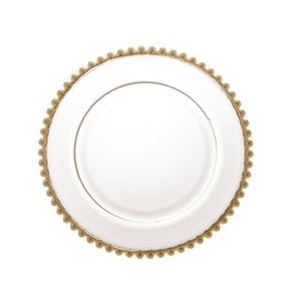 Prato Raso 28cm Cristal c/ Borda Dourada Pearl - Wolff - 1
